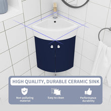 Load image into Gallery viewer, Corner Bathroom Vanity Sink Combo for Small Space Wall Mounted Cabinet Set, Ceramic Sink (BB)
