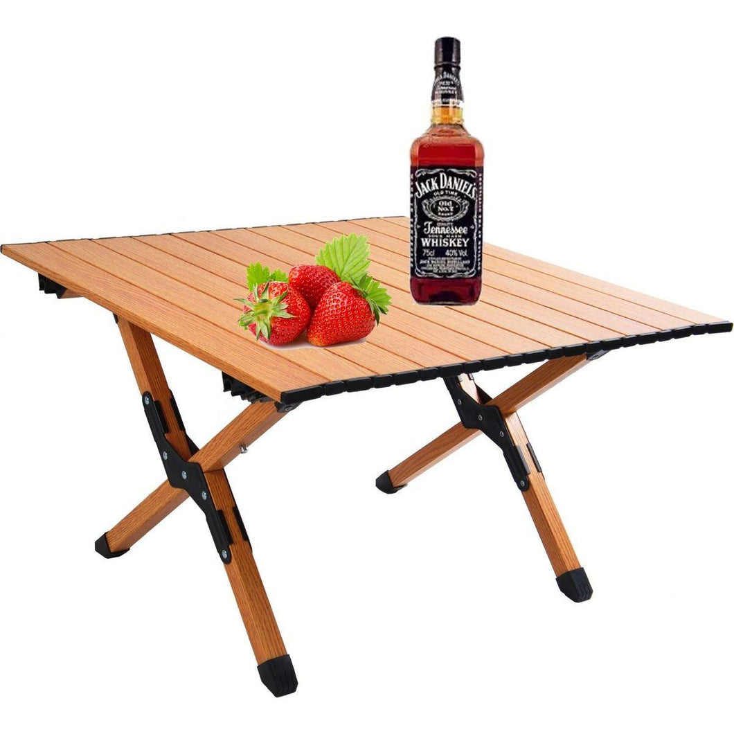 Portable picnic table, rollable aluminum alloy table top with folding solid X-shaped frame