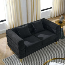 Carregar imagem no visualizador da galeria, 3-seater + 3-seater Combination sofa.BLACK teddy
