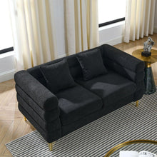 Carregar imagem no visualizador da galeria, 3-seater + 2-seater Combination sofa.BLACK teddy
