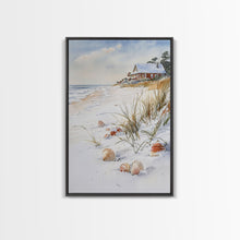 Cargar imagen en el visor de la galería, Christmas On A Snow Capped Beach, Wood Framed Wall Art, Rustic Christmas Decor, Tropical / nautical Christmas Art

