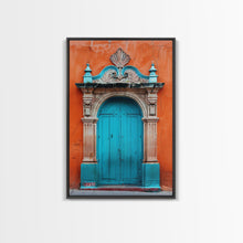Cargar imagen en el visor de la galería, Change1 Mexican Wall Art, Colorful Mexican Door Architecture Painting Framed Canvas Print, Traditional Hacienda Architecture, Ready To Hang
