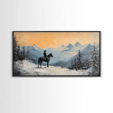 Cargar imagen en el visor de la galería, Female cowboy in fall forest, Framed Canvas Print, captivating Western portrait in autumn scenery, art piece seasonal farmhouse rustic decor
