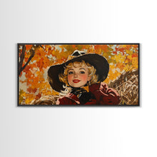 Carregar imagem no visualizador da galeria, Cute Fall Cowgirl Amongst The Autumn Leaves, Gift or Autumn Decor, Perfect Addition to Home and Office Interiors
