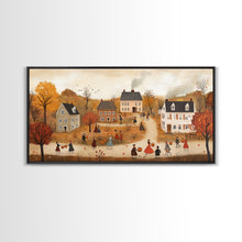 Carregar imagem no visualizador da galeria, Autumn Harvest Village Scene Framed Canvas Print - Cozy Fall Decor and Seasonal Wall Art with Country Charm and Autumn Ambiance
