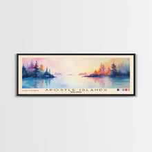 Load image into Gallery viewer, Apostle Islands, Wisconsin Watercolor Print, Vacation Gift, Wisconsin Wall Art, Beach Painting, Beach Decor, Large Wall Art, Wood Frame Art
