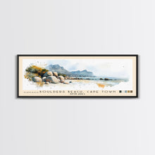Load image into Gallery viewer, Boulders Beach, Cape Town, South Africa Watercolor Print, Vacation Gift, South Africa Wall Art, Beach Painting, Beach Decor, Large Wall Art, Wood Frame Art
