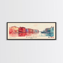 Load image into Gallery viewer, Burano, Italy Watercolor Print, Vacation Gift, Italy Wall Art, Beach Painting, Beach Decor, Large Wall Art, Wood Frame Art

