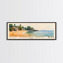 Load image into Gallery viewer, Cornwall Beach, Jamaica Watercolor Beach Print, Vacation Gift, Jamaica Wall Art, Framed Canvas Print, Framed Beach Painting
