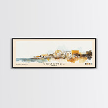 Load image into Gallery viewer, Cozumel, Mexico Watercolor Print, Vacation Gift, Mexico Wall Art, Beach Painting, Beach Decor, Large Wall Art, Wood Frame Art
