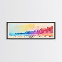 Cargar imagen en el visor de la galería, Côte de Granit Rose, France Watercolor Beach Print, Vacation Gift, France Wall Art, Framed Canvas Print, Framed Beach Painting
