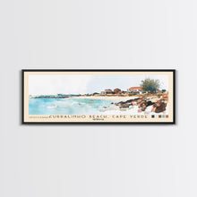 Load image into Gallery viewer, Curralinho Beach, Cape Verde, Senegal Watercolor Print, Vacation Gift, Senegal Wall Art, Beach Painting, Beach Decor, Large Wall Art, Wood Frame Art
