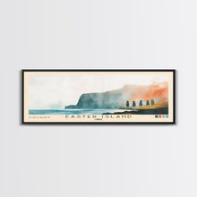 Load image into Gallery viewer, Easter Island, Chile Watercolor Beach Print, Vacation Gift, Chile Wall Art, Beach Painting, Beach Decor, Beach Painting
