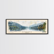 Load image into Gallery viewer, Edersee, Germany Watercolor Beach Print, Vacation Gift, Germany Wall Art, Framed Canvas Print, Framed Beach Painting
