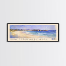 Load image into Gallery viewer, Freshwater Beach, Australia Watercolor Beach Print, Vacation Gift, Australia Wall Art, Framed Canvas Print, Framed Beach Painting
