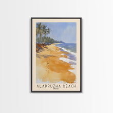 Load image into Gallery viewer, Alappuzha Beach, India Watercolor Print, Vacation Gift, India Wall Art, Beach Painting, Beach Decor, Large Wall Art, Wood Frame Art
