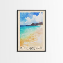 Load image into Gallery viewer, Anse de Grande Saline, St. Barths Watercolor Print, Vacation Gift, St. Barths Wall Art, Beach Painting, Beach Decor, Large Wall Art, Wood Frame Art
