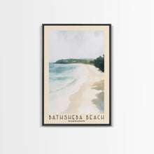 Load image into Gallery viewer, Bathsheba Beach, Barbados Watercolor Print, Vacation Gift, Barbados Wall Art, Beach Painting, Beach Decor, Large Wall Art, Wood Frame Art

