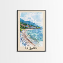 Carregar imagem no visualizador da galeria, Beidaihe, China Watercolor Beach Print, Vacation Gift, China Wall Art, Framed Canvas Print, Framed Beach Painting
