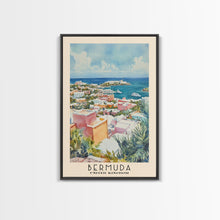 Load image into Gallery viewer, Bermuda, United Kingdom Watercolor Beach Print, Vacation Gift, United Kingdom Wall Art, Framed Canvas Print, Framed Beach Painting

