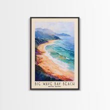 Load image into Gallery viewer, Big Wave Bay Beach, Hong Kong Watercolor Print, Vacation Gift, Hong Kong Wall Art, Beach Painting, Beach Decor, Large Wall Art, Wood Frame Art
