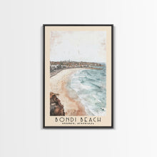 Load image into Gallery viewer, Bondi Beach, Sydney, Australia Watercolor Print, Vacation Gift, Sydney, Australia Wall Art, Beach Painting, Beach Decor, Large Wall Art, Wood Frame Art

