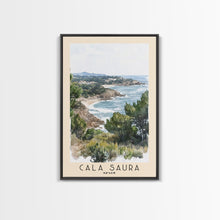 Cargar imagen en el visor de la galería, Cala Saura, Spain Watercolor Print, Vacation Gift, Spain Wall Art, Vacation Wall Art, Vacatation Memories, Beach Decor, Beach Or Lakehouse Art
