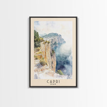 Load image into Gallery viewer, Capri, Italy Watercolor Beach Print, Vacation Gift, Italy Wall Art, Beach Painting, Beach Decor, Beach Painting
