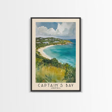 Load image into Gallery viewer, Captain&#39;s Bay, Anguila Watercolor Print, Vacation Gift, Anguila Wall Art, Beach Painting, Beach Decor, Large Wall Art, Wood Frame Art
