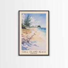 Cargar imagen en el visor de la galería, Chill Island Beach, Bahamas Watercolor Beach Print, Vacation Gift, Bahamas Wall Art, Framed Canvas Print, Framed Beach Painting
