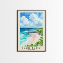Load image into Gallery viewer, Crane Beach, Barbados Watercolor Beach Print, Vacation Gift, Barbados Wall Art, Framed Canvas Print, Framed Beach Painting
