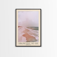 Load image into Gallery viewer, Curralinho Beach, Cape Verde, Senegal Watercolor Print, Vacation Gift, Senegal Wall Art, Beach Painting, Beach Decor, Large Wall Art, Wood Frame Art
