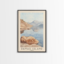Load image into Gallery viewer, Damas Island, Chile Watercolor Beach Print, Vacation Gift, Chile Wall Art, Framed Canvas Print, Framed Beach Painting

