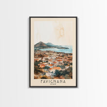 Carregar imagem no visualizador da galeria, Favignana, Italy Watercolor Beach Print, Vacation Gift, Italy Wall Art, Framed Canvas Print, Framed Beach Painting
