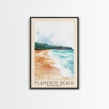 Cargar imagen en el visor de la galería, Flamenco Beach, Puerto Rico Watercolor Beach Print, Vacation Gift, Puerto Rico Wall Art, Framed Canvas Print, Framed Beach Painting
