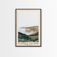 Load image into Gallery viewer, Flores Island, Portugal Watercolor Beach Print, Vacation Gift, Portugal Wall Art, Framed Canvas Print, Framed Beach Painting

