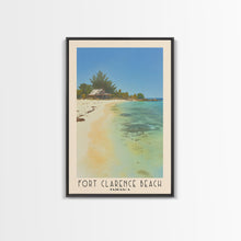 Carregar imagem no visualizador da galeria, Fort Clarence Beach, Jamaica Watercolor Beach Print, Vacation Gift, Jamaica Wall Art, Framed Canvas Print, Framed Beach Painting

