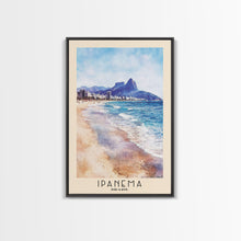 Load image into Gallery viewer, Ipanema, Brazil Watercolor Print, Vacation Gift, Brazil Wall Art, Beach Painting, Beach Decor, Large Wall Art, Wood Frame Art

