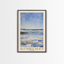 Load image into Gallery viewer, Álftanes Beach, Iceland Watercolor Print, Vacation Gift, Iceland Wall Art, Beach Painting, Beach Decor, Large Wall Art, Wood Frame Art
