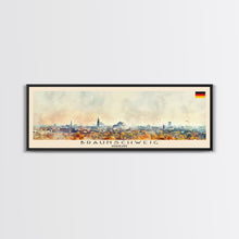 Load image into Gallery viewer, Braunschweig Germany Travel Art, City Art, Framed Canvas Print or Metal Wall Art, Europe Travel Poster, Panoramic Wall Art, Extra Wide Wall Art
