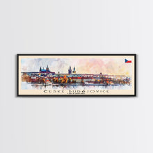 Cargar imagen en el visor de la galería, Ceske Budejovice Czech Wall Art, Panoramic Travel Poster, Panoramic Framed Canvas Print, City Wall Art, Wall Hanging Home Decor, Travel Art
