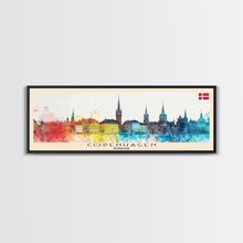 Load image into Gallery viewer, Copenhagen Denmark Travel Print Wall Art, Panoramic City Art, Travel Art, Wall Decor, Vacation Gift, Framed Canvas Print Or Metal Art
