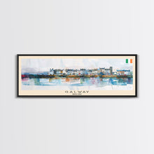 Carregar imagem no visualizador da galeria, Galway Ireland Panoramic Travel Poster, Framed Canvas Print or Metal Wall Art, Travel Art, Home Decor, Panoramic Painting, Midcentury Art
