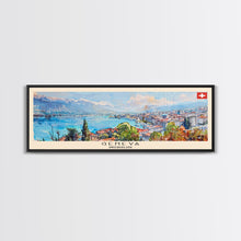 Carregar imagem no visualizador da galeria, Geneva Switzerland Wall Art, Panoramic Travel Poster, Panoramic Framed Canvas Print, City Wall Art, Wall Hanging Home Decor, Travel Art
