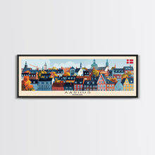 Carregar imagem no visualizador da galeria, Aarhus Denmark  Panoramic Travel Poster, Framed Canvas Print or Metal Wall Art, Travel Art, Home Decor, Panoramic Painting, Midcentury Art
