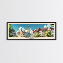 Carregar imagem no visualizador da galeria, Augsburg Germany Panoramic Travel Poster, Framed Canvas Print or Metal Wall Art, Travel Art, Home Decor, Panoramic Painting, Midcentury Art
