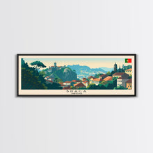 Load image into Gallery viewer, Braga Portugal Travel Art, City Art, Framed Canvas Print or Metal Wall Art, Europe Travel Poster, Panoramic Wall Art, Extra Wide Wall Art
