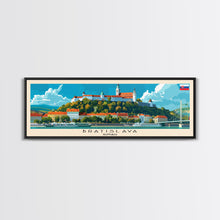 Load image into Gallery viewer, Bratislava Slovakia Wall Art, Panoramic Travel Poster, Panoramic Framed Canvas Print, City Wall Art, Wall Hanging Home Decor, Travel Art
