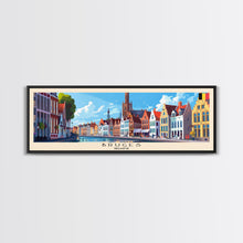 Carregar imagem no visualizador da galeria, Bruges Belgium Travel Art, City Art, Framed Canvas Print or Metal Wall Art, Europe Travel Poster, Panoramic Wall Art, Extra Wide Wall Art
