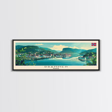 Load image into Gallery viewer, Drammen Norway Travel Print Wall Art, Panoramic City Art, Travel Art, Wall Decor, Vacation Gift, Framed Canvas Print Or Metal Art
